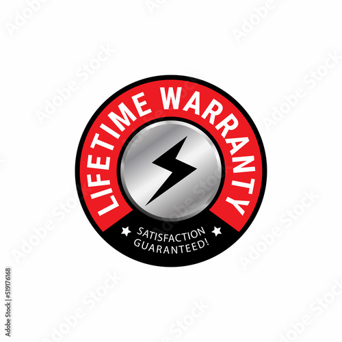 lifetime warranty icon, logo and badge for business product on white background