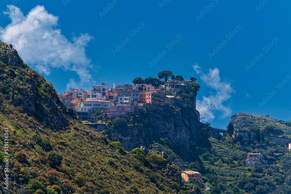 Houses on top of the hill Taormina