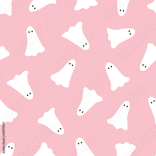 Pink Halloween ghost seamless pattern vector illustration