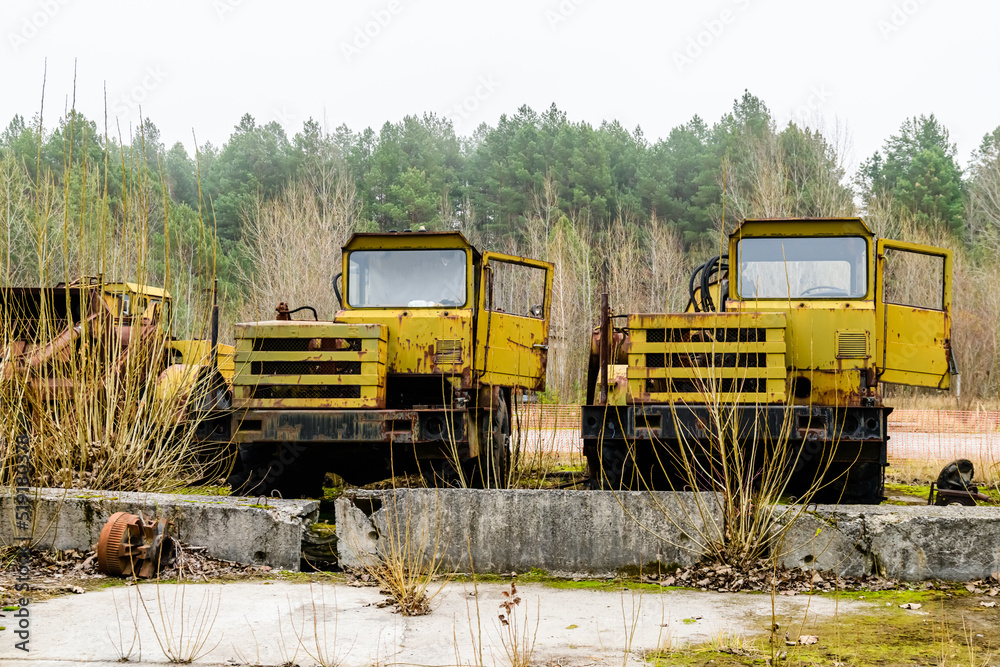 Abandoned equipment and machinery at the Chernobyl exclusion zone, Ukraine
