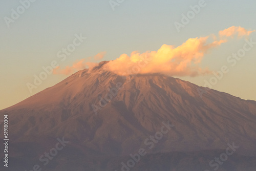 View of the mount Meru at sunset from Arusha airport, Tanzania photo