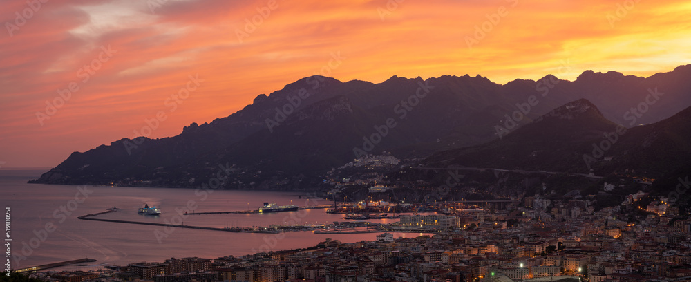 Evening Panorama of Salerno and the Amalfi Coast