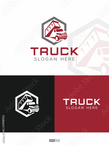 Creative logo vector with truck car icon as heavy equipment