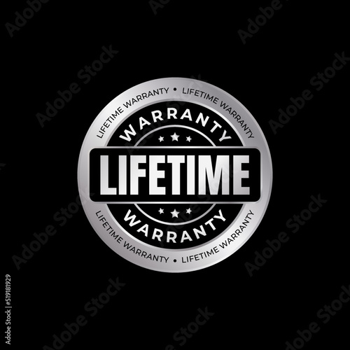 lifetime warranty silver icon, logo and badge for business product