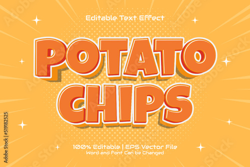 Potato chips editable text effect Cartoon style