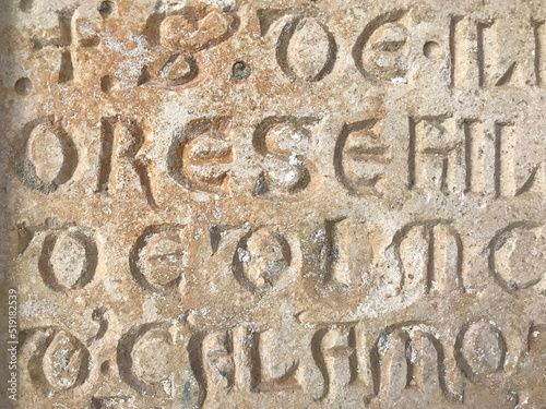 Marble carving with Latin words