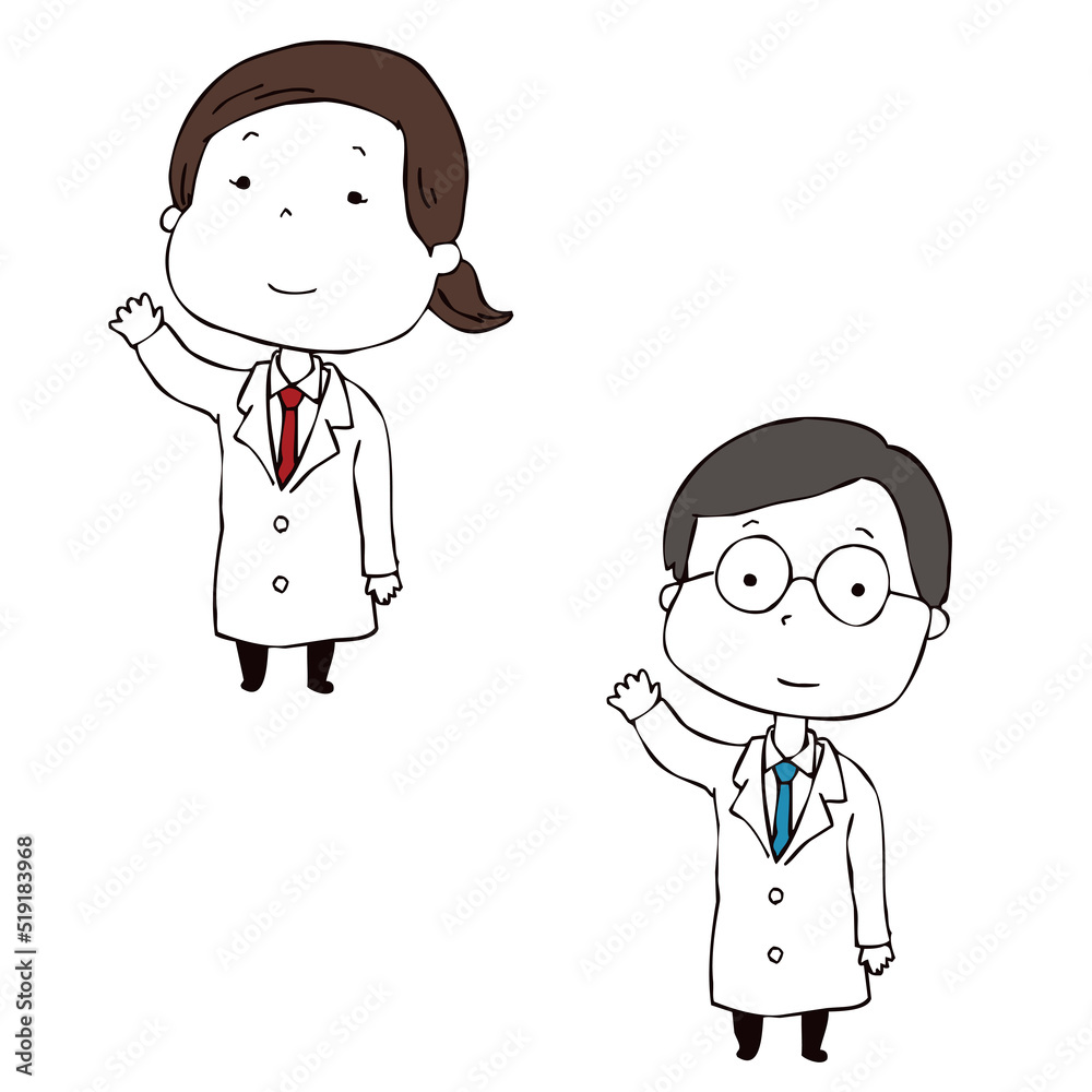 白衣を着た男女 白衣を着た男女
