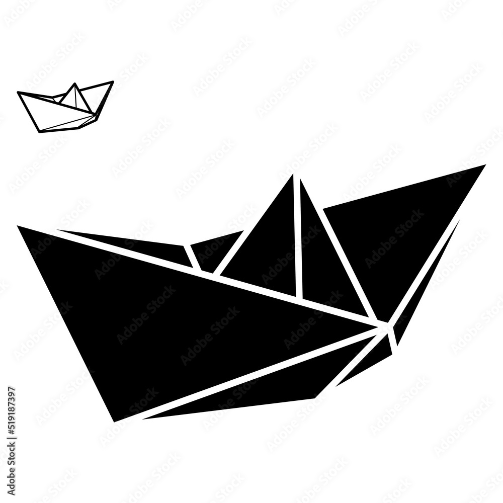 Set of vector illustrations of paper boat icons. Outline simple and silhouette craft paper boat isolated on white background. Icon symbol of travel and sea. Set of vector illustrations of paper boat icons. Outline simple and silhouette craft paper boat isolated on white background. Icon symbol of travel and sea.