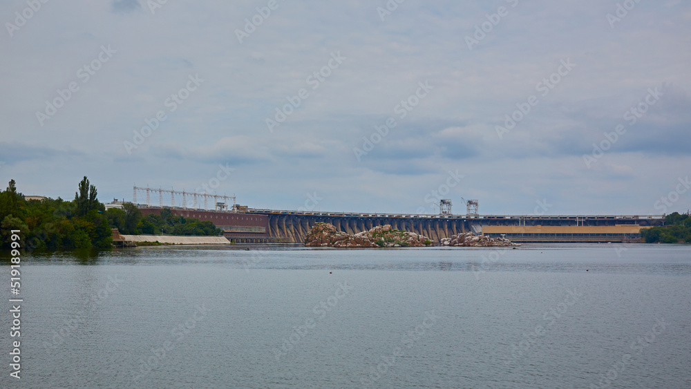 DniproGES in Zaporozhye. Hydroelectric power station on the Dnipro River