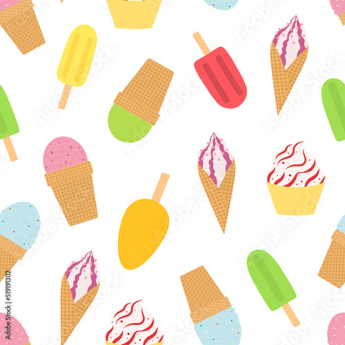 Seamless pattern ice cream vector illustration