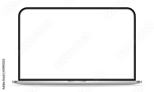 Laptop mockup with white screen. Vector illustration isolated on a white background
