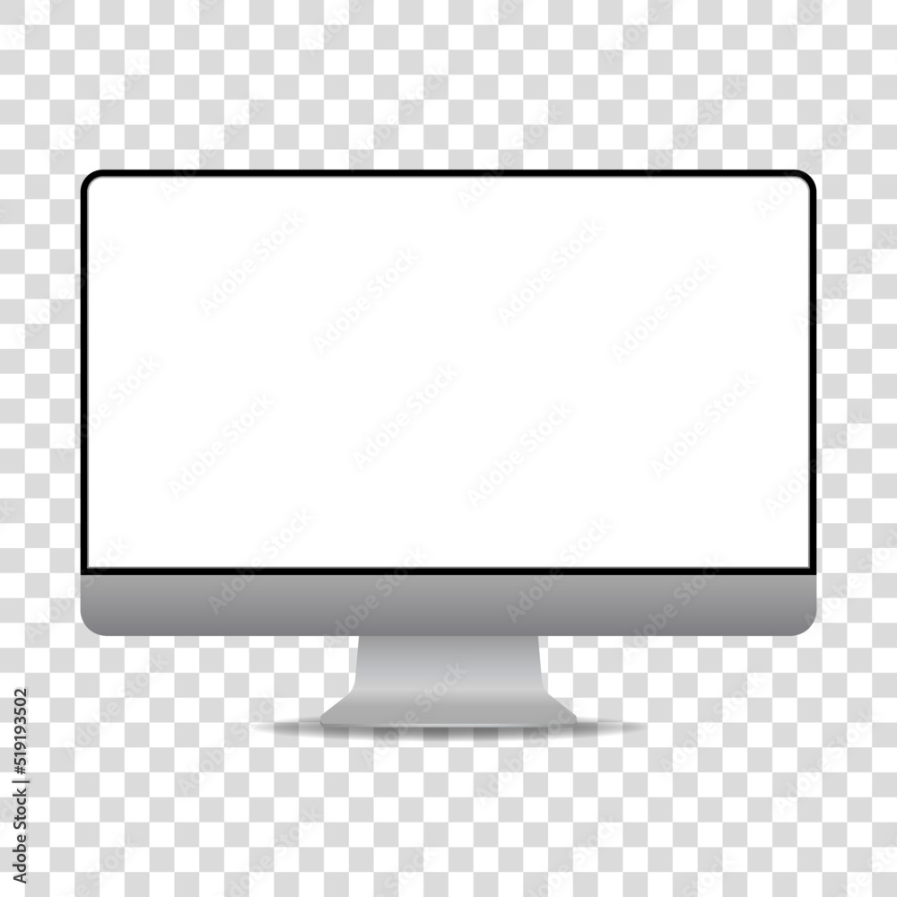 Realistic computer monitor isolated on transparent background. Vector mockup Realistic computer monitor isolated on transparent background. Vector mockup