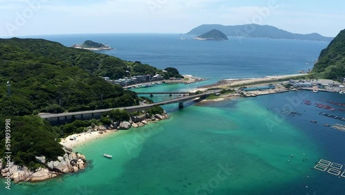 青い海に囲まれた柏島の絶景ドローン空撮（高知県大月町）｜俯瞰で見渡す空撮映像素材
