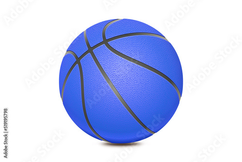 Basketball isolated on white background. Blue ball, sport object concept. New navy basketball with black lines. 3D rendering model. © Maksim