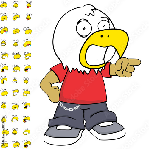 funny eagle young kid character cartoon expressions set pack in vector format