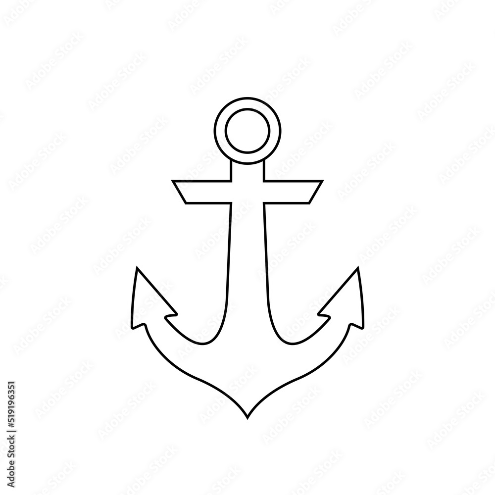 Anchor Outline Icon Illustration on White Background Anchor Outline Icon Illustration on White Background