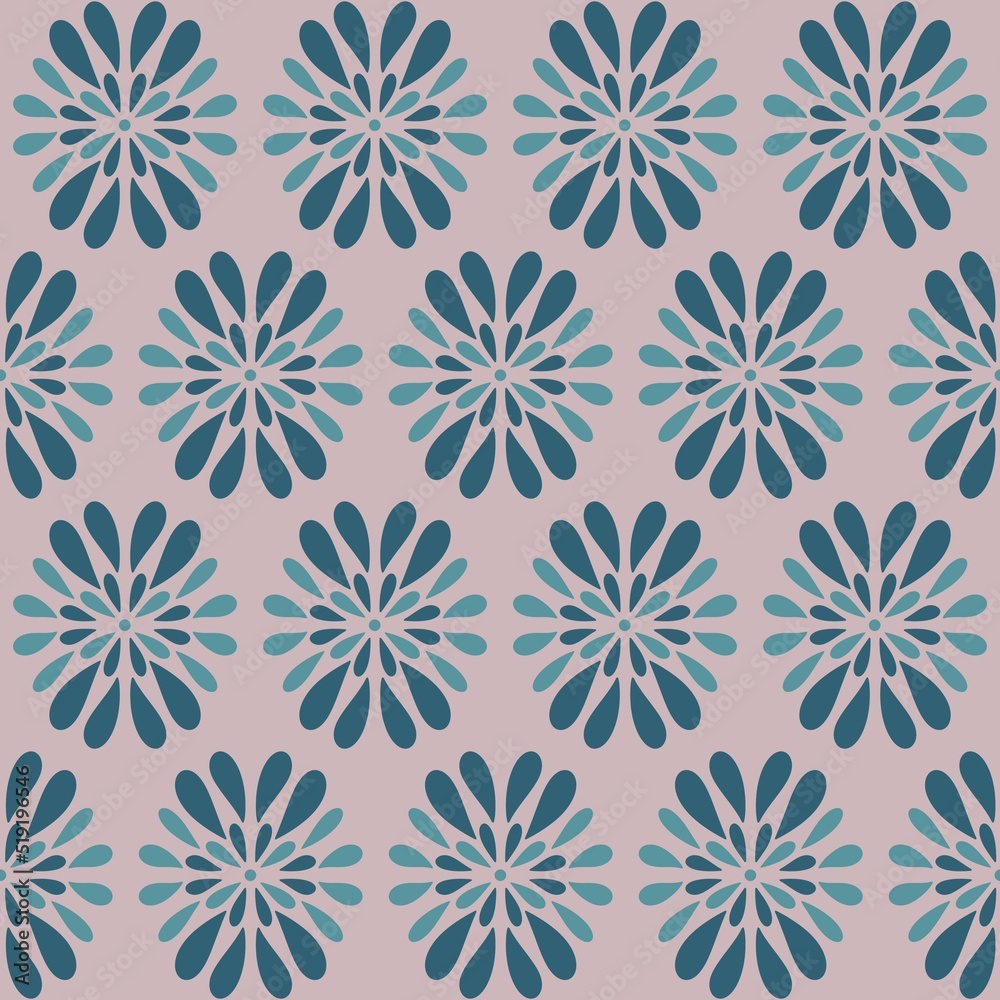 Seamless pattern with Isolated repeat abstract geometric blue flowers on the dusty pink background. Classic modern design, perfect for natural fabrics. Seamless pattern with Isolated repeat abstract geometric blue flowers on the dusty pink background. Classic modern design, perfect for natural fabrics.