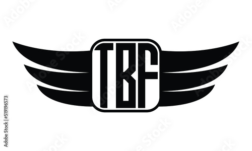 TBF three Letter wing minimalist creative concept icon eagle symbol professional black and white logo design, Vector template photo