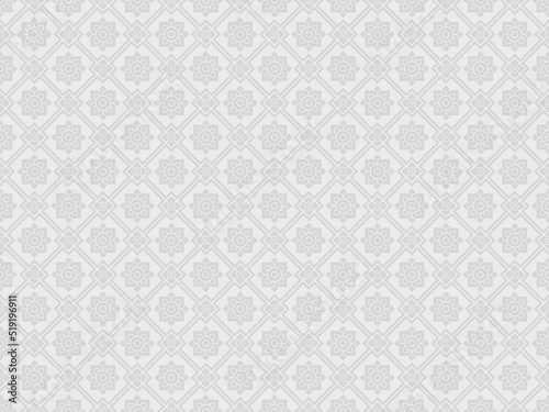 Seamless modern Thai art pattern. Square shape and gray lines White background. Vector illustration.