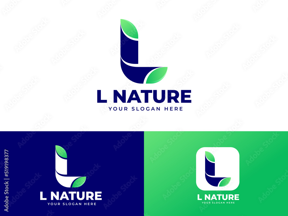 Letter L logo design with leaf element Letter L logo design with leaf element