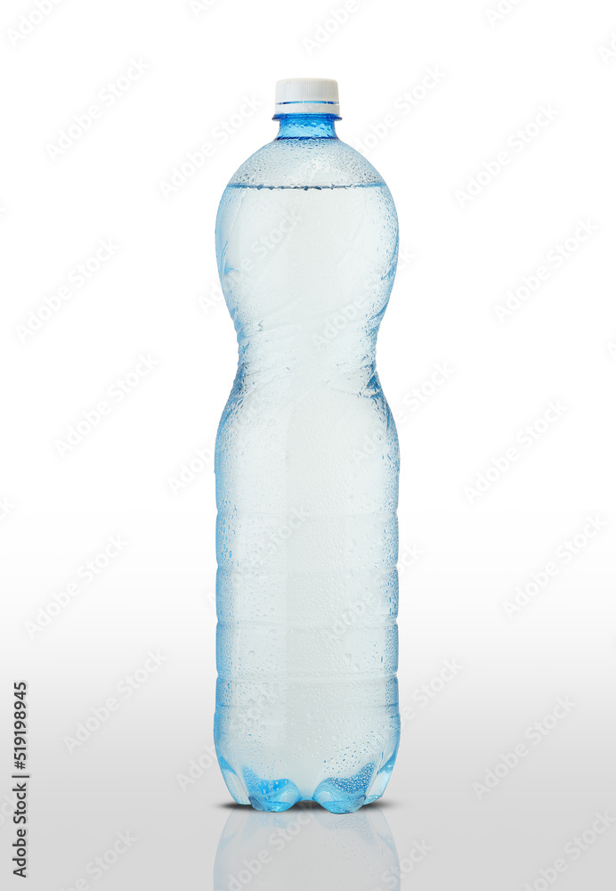 Fototapeta premium plastic bottle in drops with mineral water