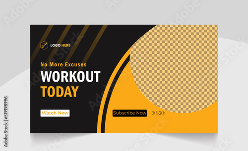Youtube thumbnail gym fitness training design gym exercise youtube channel thumbnail and gym web banner template for gym fitness workout video thumbnail.