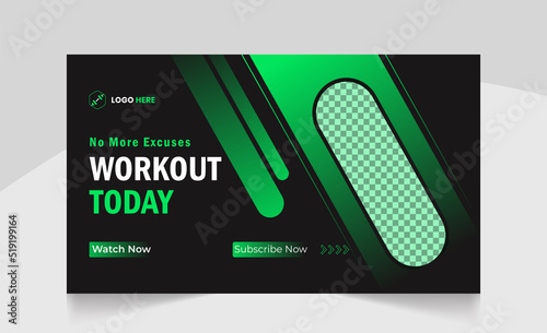 Youtube thumbnail gym fitness training design gym exercise youtube channel thumbnail and gym web banner template for gym fitness workout video thumbnail.
