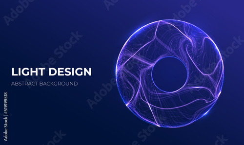 3d abstract torus. Vector neon design. Web banner futuristic template.