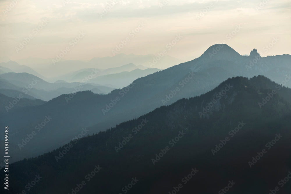 Sunset mountain panorama view