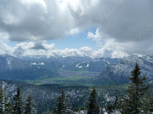 Winter mountain hiking to Ochsensitz mountain, Bavaria, Germany photo