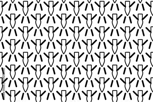 Seamless pattern completely filled with outlines of garland light bulb symbols. Elements are evenly spaced. Vector illustration on white background