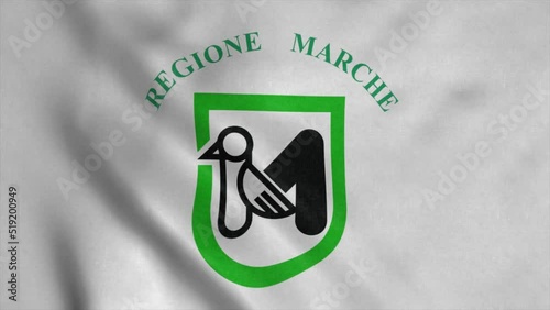 Marche flag, Italy, waving in the wind, background