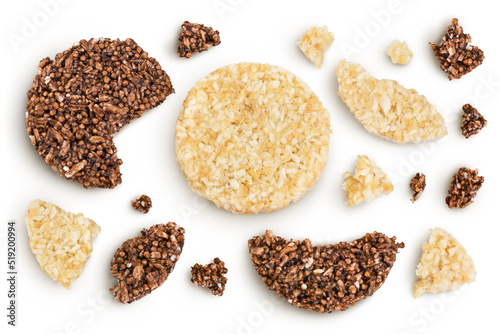 coconut and amaranth cookies with carob isolated on white background with full depth of field. Healthy food.