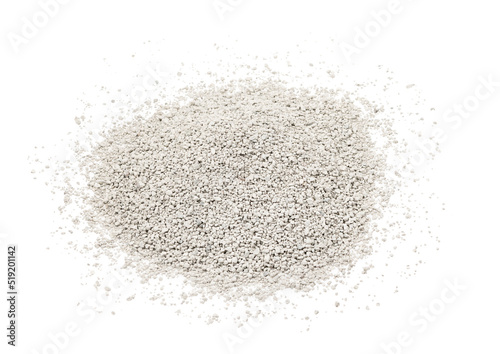 Small rocks ground texture isolated white background. road stone. gravel pebbles stone texture. dark crushed granite. close up. grey clumping clay. cat litter