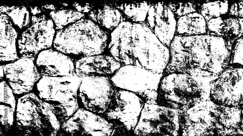 Old grungy retro dirty dusty brick wall of built fortress city. Cracked vintage pitted peeled surface worn facade cellar. Ruined shabby grimy holes blocks. Crumbled ragged pathway for 3D grunge design