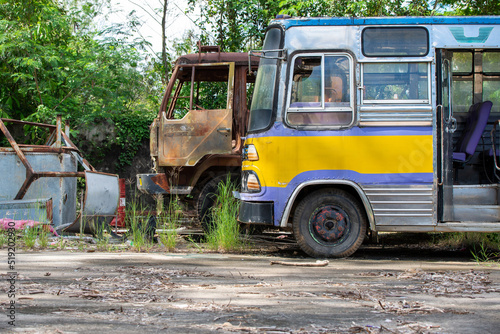 old minibus unused parked and left to deteriorate over time rusting eating steel.