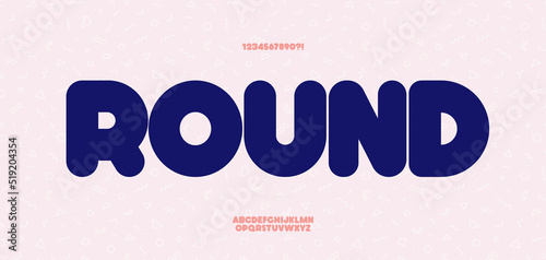 Vector rounded font bold style for decoration, party poster, t shirt, logo, promotion, book, card, sale banner, printing on fabric. Cool font modern typography. Trendy typeface.10 eps