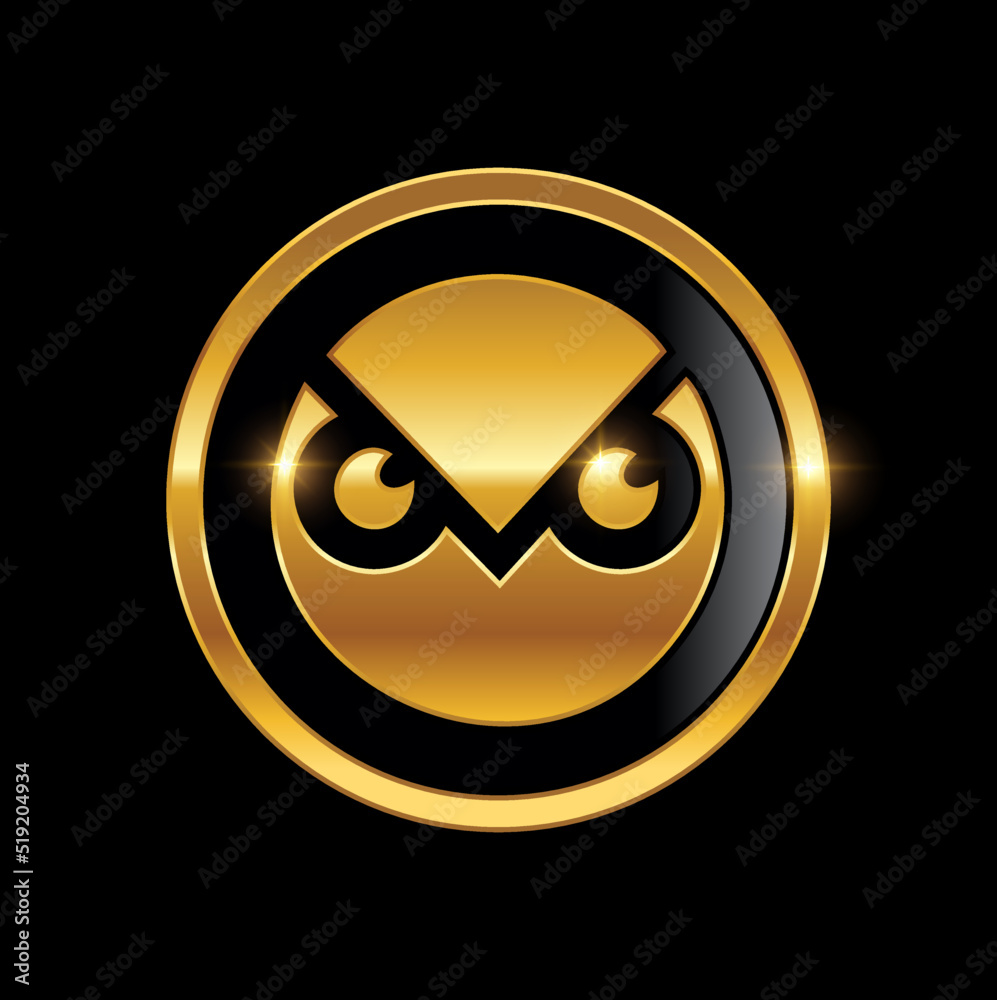 Golden Owl Head Symbol Logo Sign Golden Owl Head Symbol Logo Sign