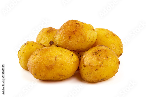 Baked potatoes, isolated on white background.