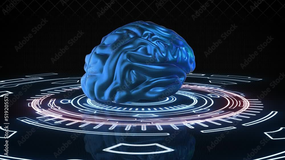 Brain Rotation Diagram Brain rotation in data flow on an electronic platform. Looped abstract ...