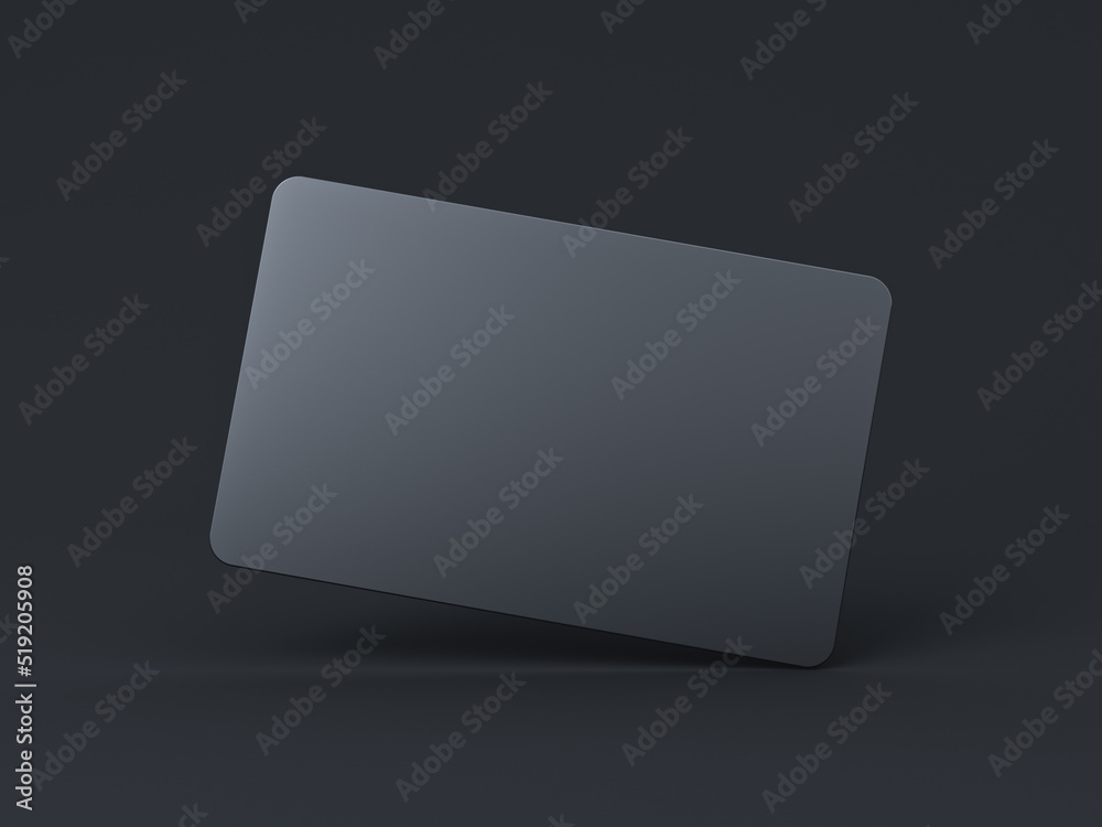 Blank black card isolated on black background with shadow minimal conceptual 3D rendering Blank black card isolated on black background with shadow minimal conceptual 3D rendering