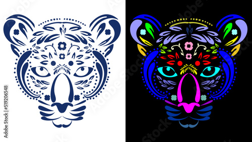 jaguar mexican huichol art illustration pack collection in vector format