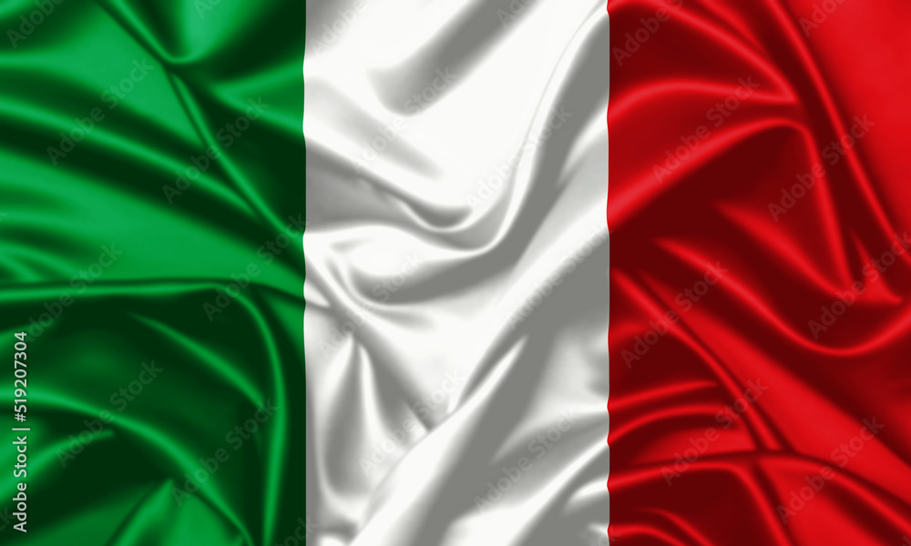 Italy waving flag close up silk satin texture image