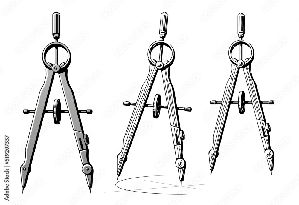 Drafting compass drawing plan design circle. Precision engineering