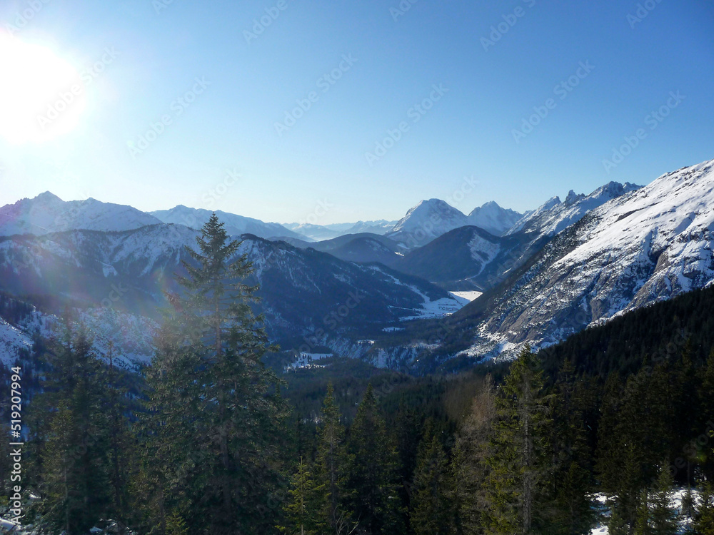 Wintry mountain view from Pleisenspitze mountain,  Karwendel, Austria