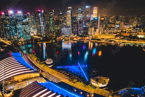 Photography Singapore city skyline with modern skyscraper architecture building for concept