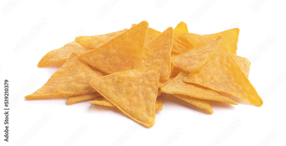 Tasty tortilla chips (nachos) on white background Tasty tortilla chips (nachos) on white background