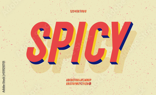 Vector spicy font slanted 3d color style modern typography for infographics, motion graphics, video, promotion, decoration, logotype, party poster, t shirt, book, animation, banner, game, printing. 10