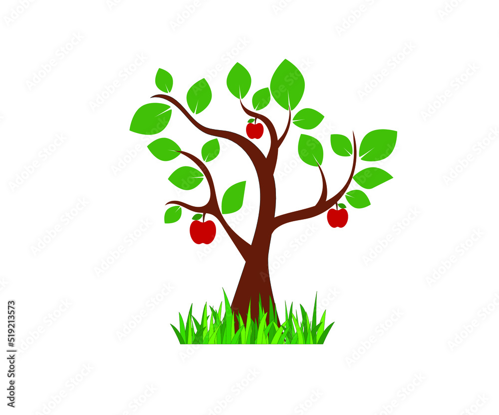 Tree with apples. Vector icon.