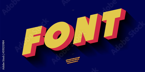 Vector font 3d bold style modern typography for infographics, motion graphics, video, promotion, decoration, logotype, party poster, t shirt, book, animation, banner, game, printing. 10 eps